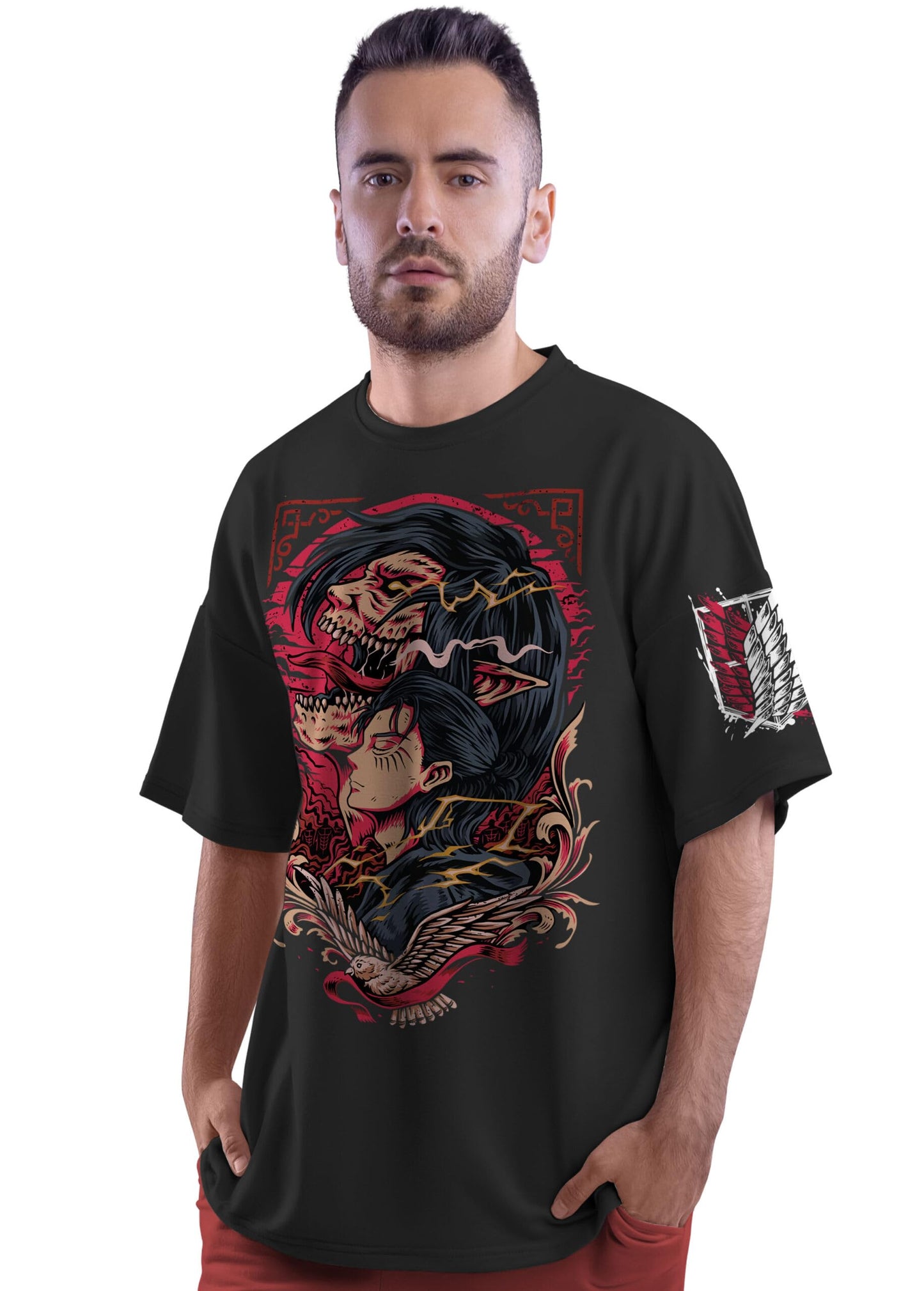 crazymonk Eren Yeager X Freedom Oversized T-Shirt