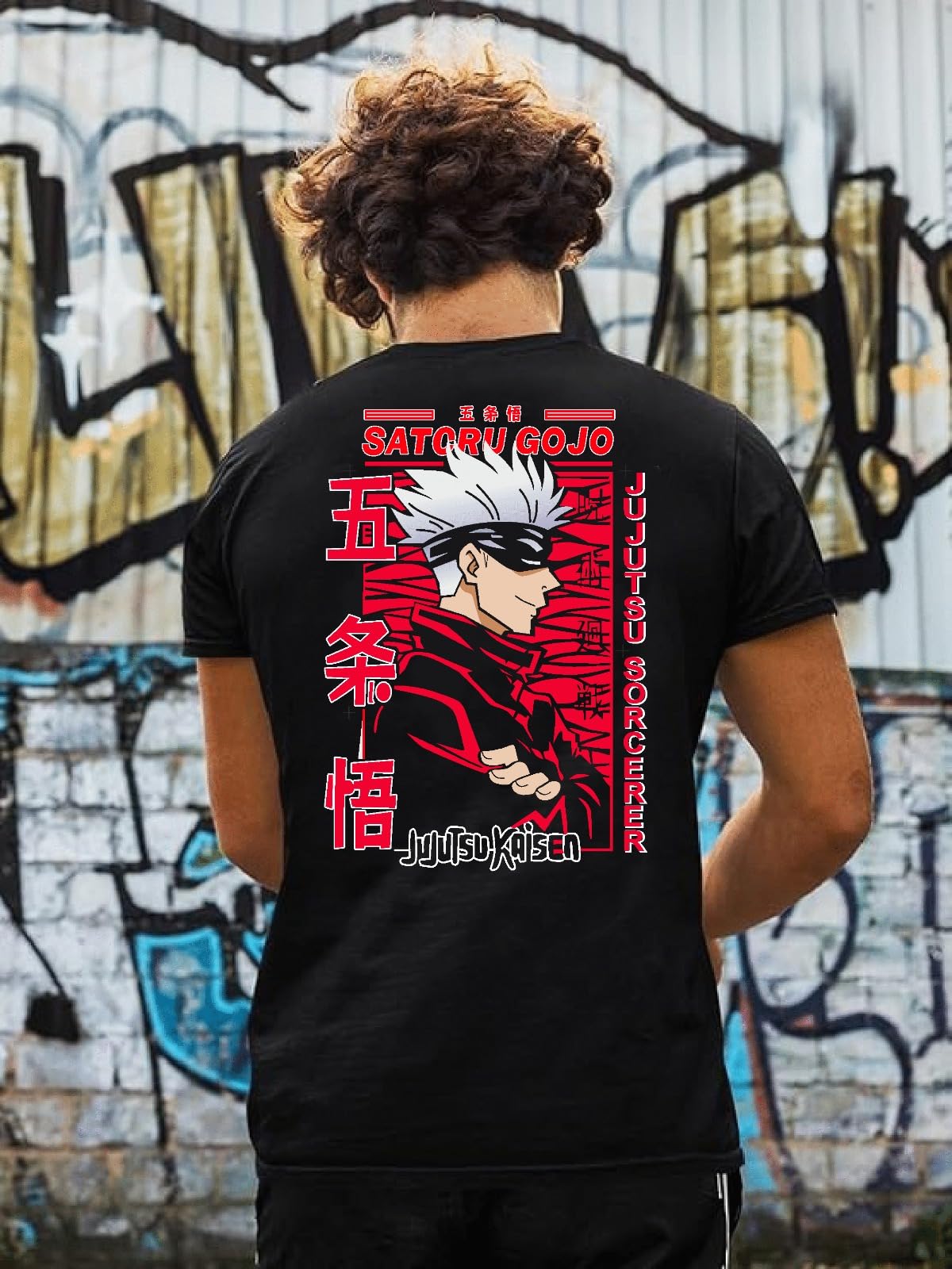 VAMIKA FASHION Anime Pure Cotton T-Shirt for Men and Women Regular fit Jujutsu Kaisen t Shirts Round Neck gojo satoru Half Sleeves t-Shirt Black