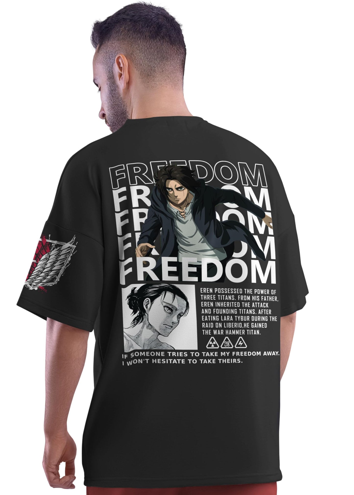 crazymonk Eren Yeager X Freedom Oversized T-Shirt